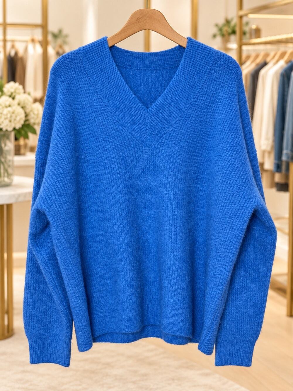 Rails Jodie Oversized Cobalt Blue V-Neck Sweater Women’s 2XL NWT Casual Academic